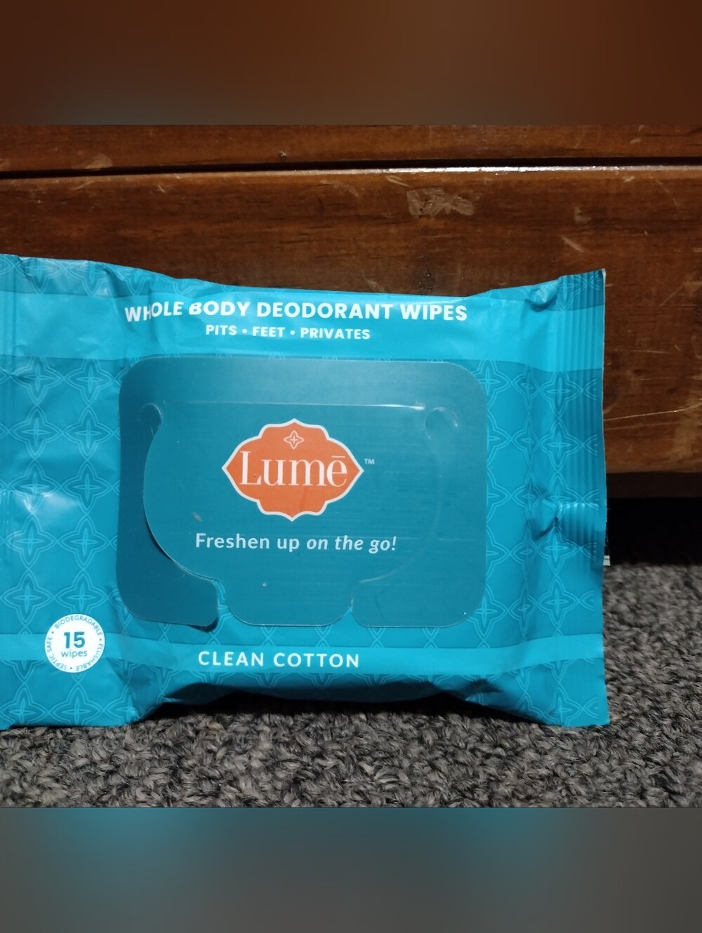 Lume Clean Cotton Whole Body Deodorant Wipes — Blue 15 CT